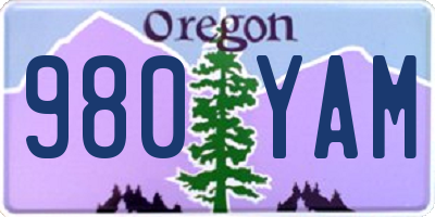 OR license plate 980YAM