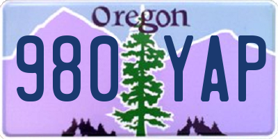 OR license plate 980YAP