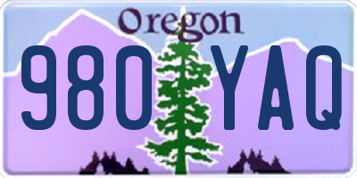 OR license plate 980YAQ