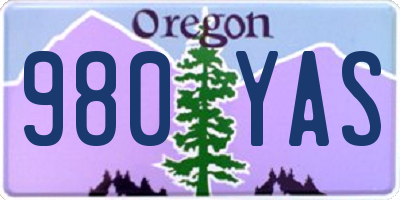 OR license plate 980YAS