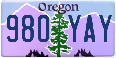 OR license plate 980YAY