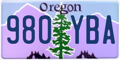 OR license plate 980YBA