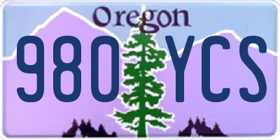 OR license plate 980YCS