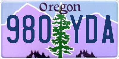 OR license plate 980YDA
