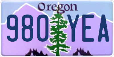 OR license plate 980YEA