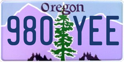 OR license plate 980YEE