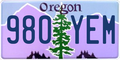 OR license plate 980YEM