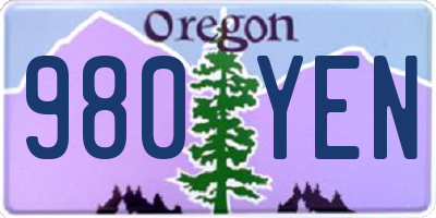 OR license plate 980YEN