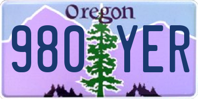 OR license plate 980YER
