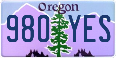 OR license plate 980YES