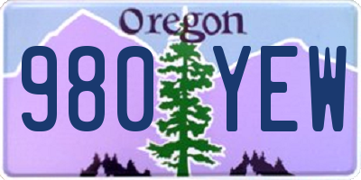 OR license plate 980YEW