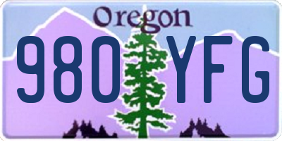 OR license plate 980YFG