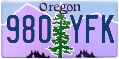 OR license plate 980YFK