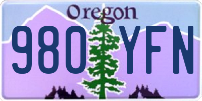 OR license plate 980YFN