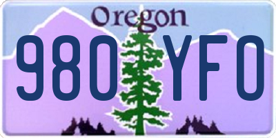 OR license plate 980YFO