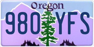OR license plate 980YFS