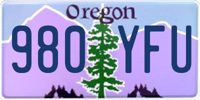 OR license plate 980YFU