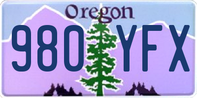 OR license plate 980YFX