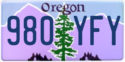 OR license plate 980YFY