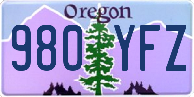 OR license plate 980YFZ