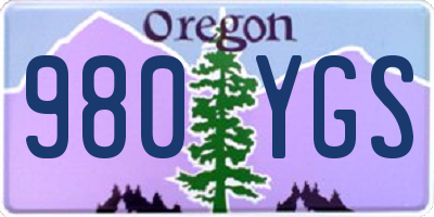 OR license plate 980YGS