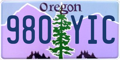 OR license plate 980YIC