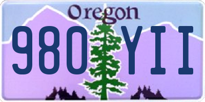 OR license plate 980YII