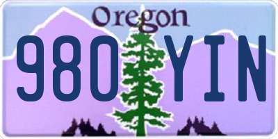 OR license plate 980YIN