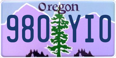 OR license plate 980YIO