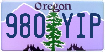 OR license plate 980YIP