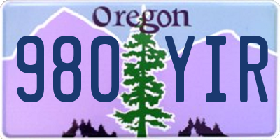 OR license plate 980YIR