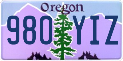 OR license plate 980YIZ