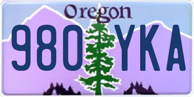 OR license plate 980YKA