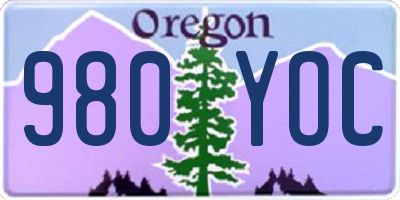 OR license plate 980YOC