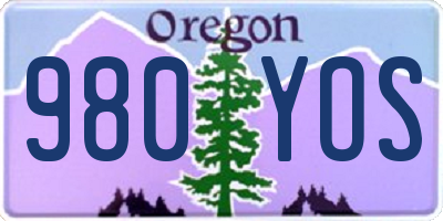 OR license plate 980YOS