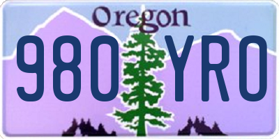 OR license plate 980YRO