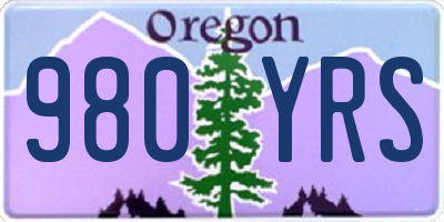 OR license plate 980YRS