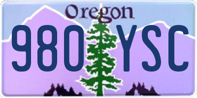 OR license plate 980YSC