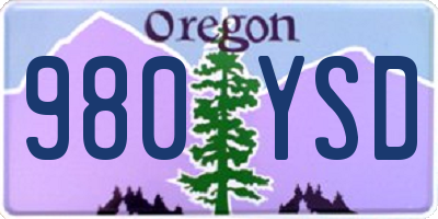 OR license plate 980YSD