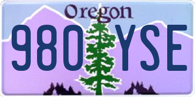 OR license plate 980YSE