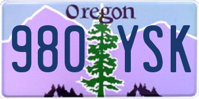 OR license plate 980YSK