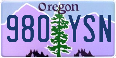 OR license plate 980YSN