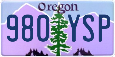 OR license plate 980YSP