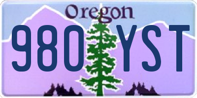 OR license plate 980YST