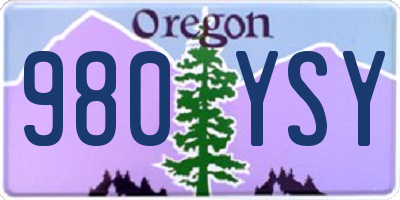 OR license plate 980YSY