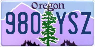 OR license plate 980YSZ