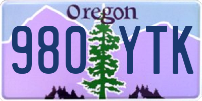 OR license plate 980YTK