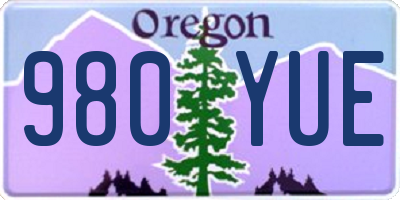 OR license plate 980YUE
