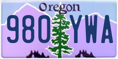 OR license plate 980YWA