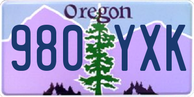 OR license plate 980YXK